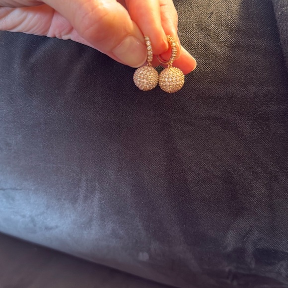 Sterling Silver Rose Gold Plated and CZ Ball Earrings - Picture 2 of 5